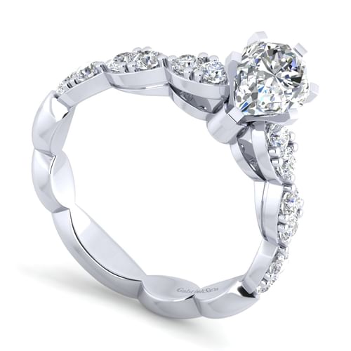 14K White Gold Pear Shape Diamond Engagement Ring