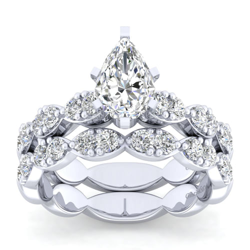 14K White Gold Pear Shape Diamond Engagement Ring