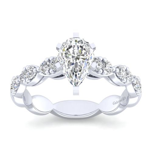 14K White Gold Pear Shape Diamond Engagement Ring