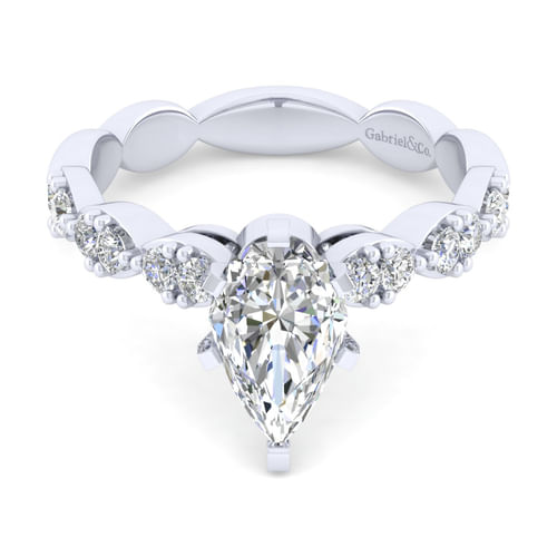 14K White Gold Pear Shape Diamond Engagement Ring