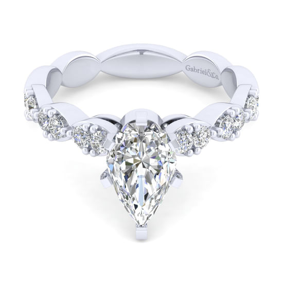 Gabriel - 14K White Gold Pear Shape Diamond Engagement Ring