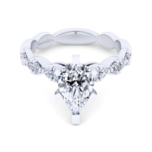 14K White Gold Pear Shape Diamond Engagement Ring