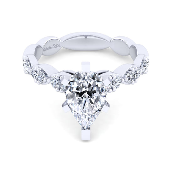 Gabriel - 14K White Gold Pear Shape Diamond Engagement Ring