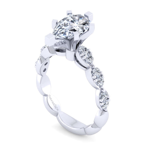 14K White Gold Pear Shape Diamond Engagement Ring