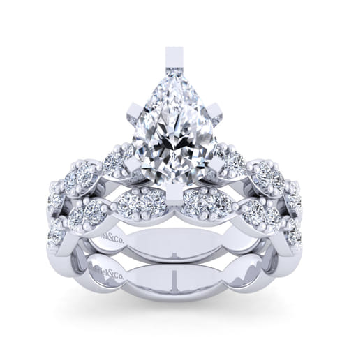 14K White Gold Pear Shape Diamond Engagement Ring
