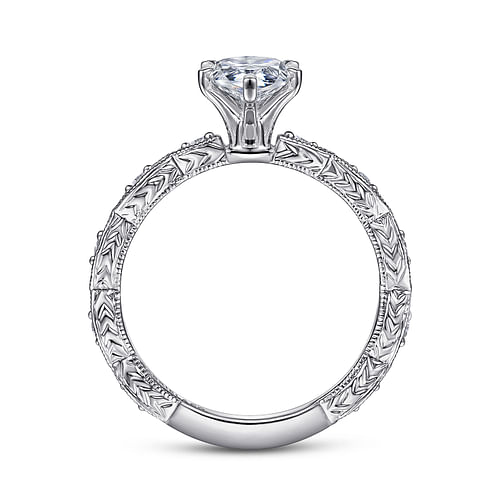 14K White Gold Pear Shape Diamond Engagement Ring