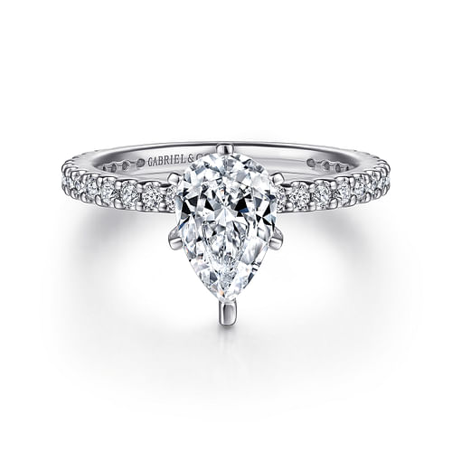 14K White Gold Pear Shape Diamond Engagement Ring