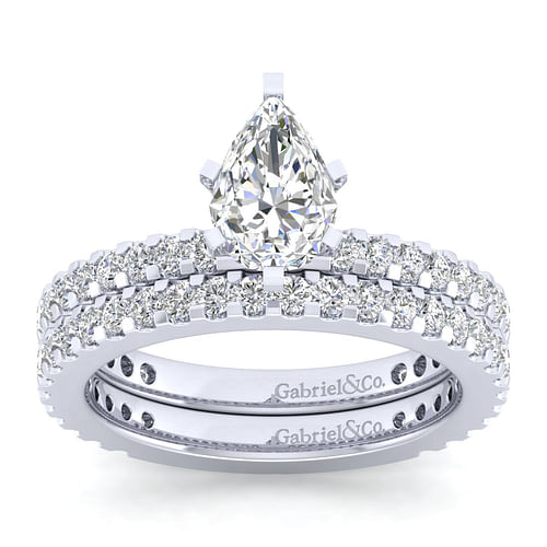 14K White Gold Pear Shape Diamond Engagement Ring