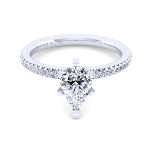 14K White Gold Pear Shape Diamond Engagement Ring