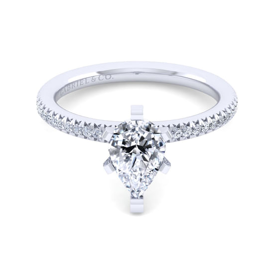 Gabriel - 14K White Gold Pear Shape Diamond Engagement Ring