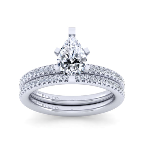 14K White Gold Pear Shape Diamond Engagement Ring