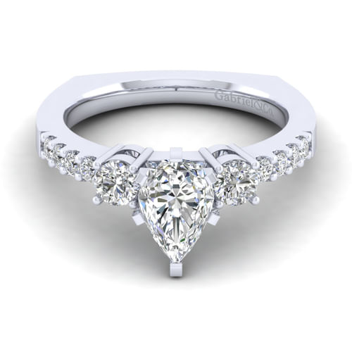 14K White Gold Pear Shape Diamond Engagement Ring