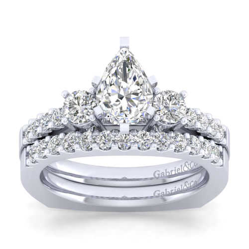 14K White Gold Pear Shape Diamond Engagement Ring