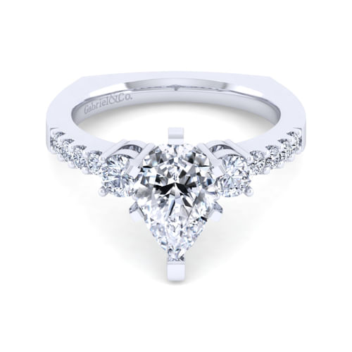 14K White Gold Pear Shape Diamond Engagement Ring