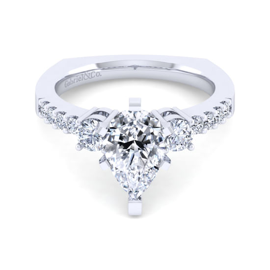 Gabriel - 14K White Gold Pear Shape Diamond Engagement Ring