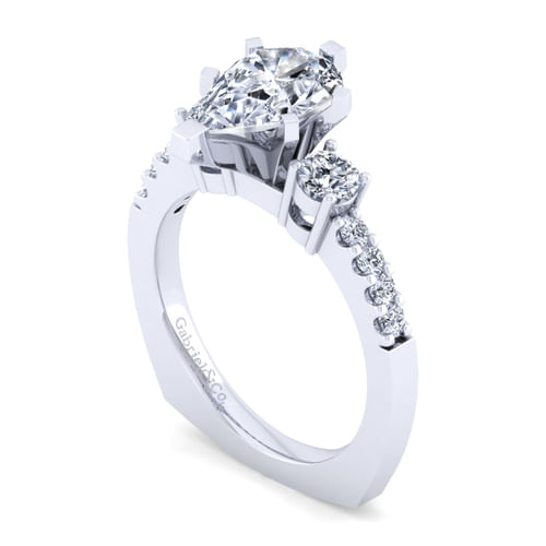 14K White Gold Pear Shape Diamond Engagement Ring