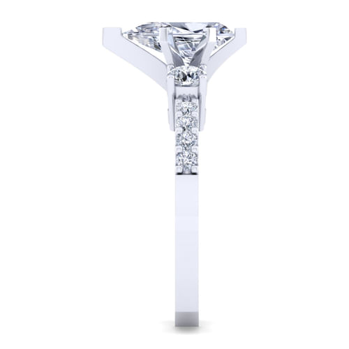 14K White Gold Pear Shape Diamond Engagement Ring