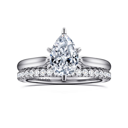 14K White Gold Pear Shape Diamond Engagement Ring