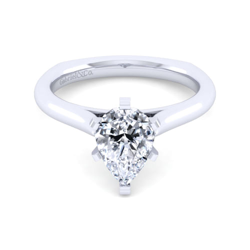 14K White Gold Pear Shape Diamond Engagement Ring