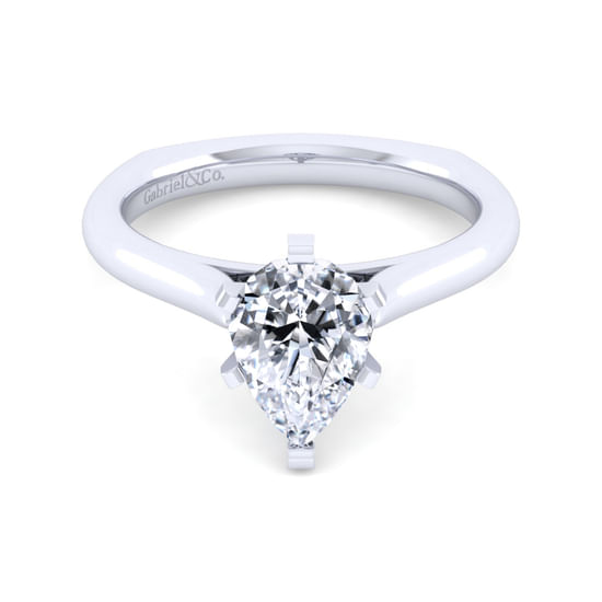 Gabriel - 14K White Gold Pear Shape Diamond Engagement Ring