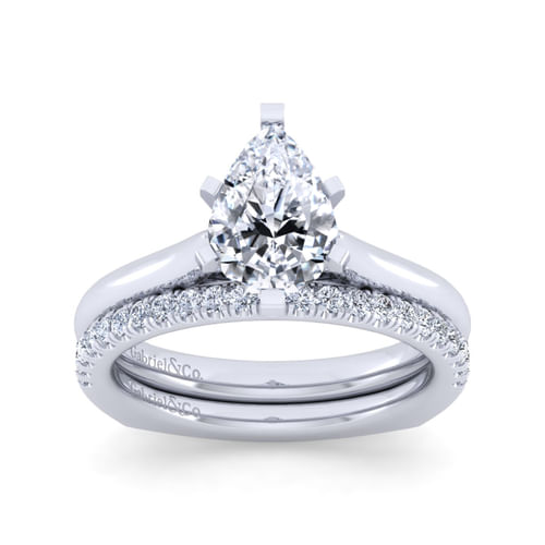 14K White Gold Pear Shape Diamond Engagement Ring