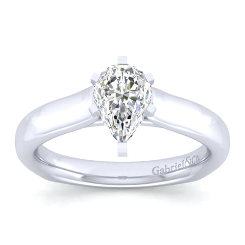 14K White Gold Pear Shape Diamond Engagement Ring