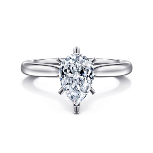 14K White Gold Pear Shape Diamond Engagement Ring
