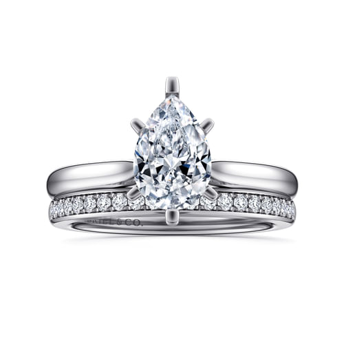 14K White Gold Pear Shape Diamond Engagement Ring