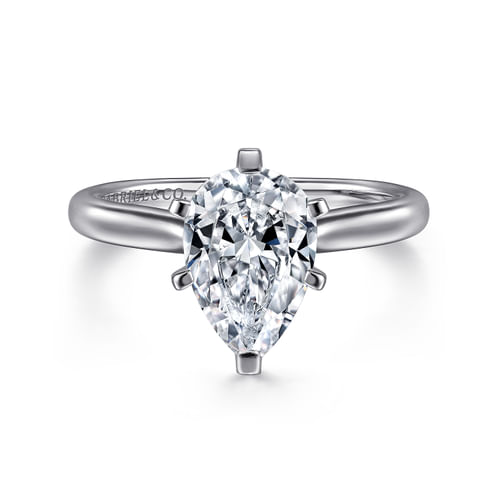 14K White Gold Pear Shape Diamond Engagement Ring