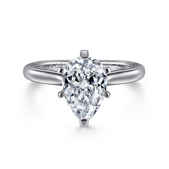 Gabriel - 14K White Gold Pear Shape Diamond Engagement Ring