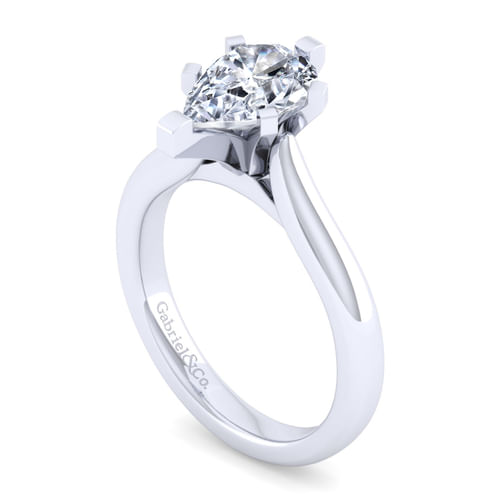 14K White Gold Pear Shape Diamond Engagement Ring
