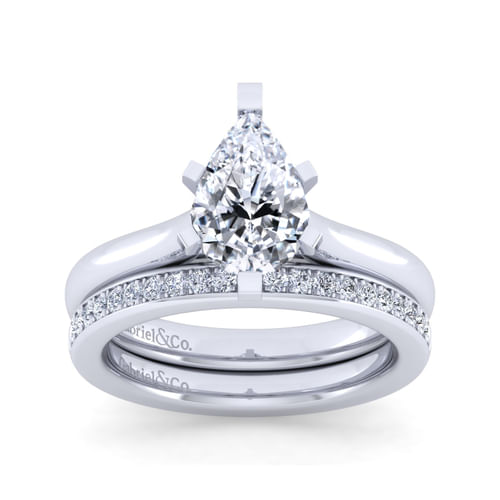 14K White Gold Pear Shape Diamond Engagement Ring