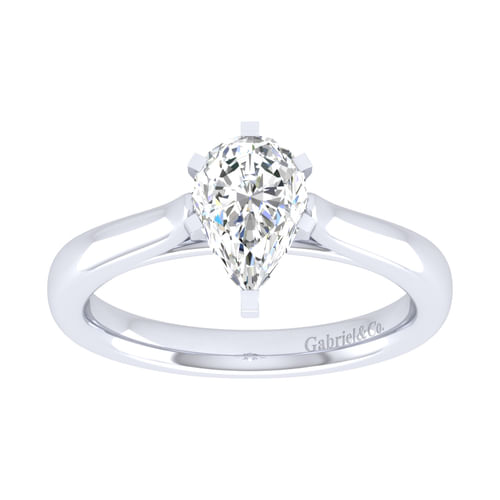 14K White Gold Pear Shape Diamond Engagement Ring