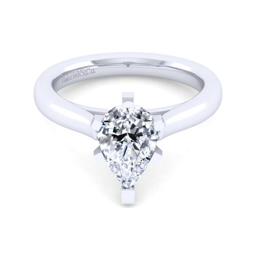 14K White Gold Pear Shape Diamond Engagement Ring