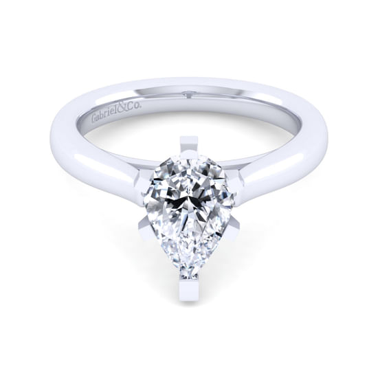 Gabriel - 14K White Gold Pear Shape Diamond Engagement Ring