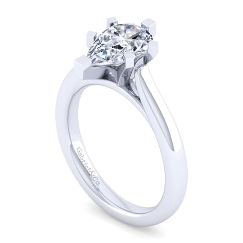 14K White Gold Pear Shape Diamond Engagement Ring