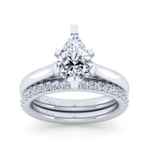 14K White Gold Pear Shape Diamond Engagement Ring
