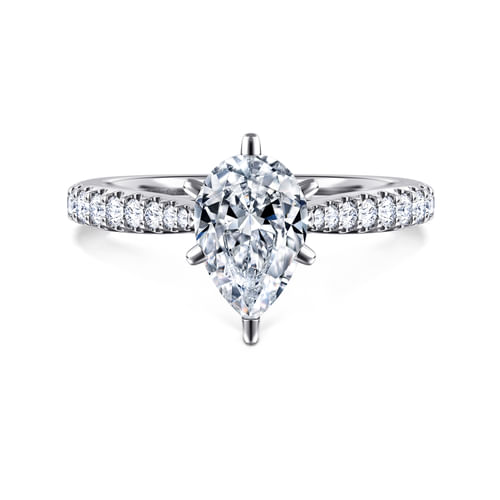 14K White Gold Pear Shape Diamond Engagement Ring