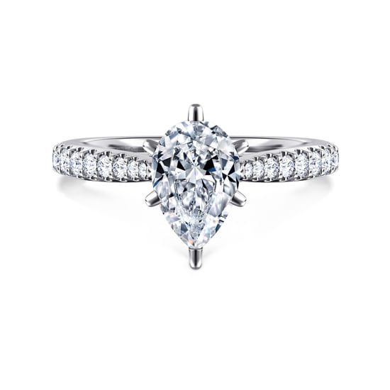 Gabriel - 14K White Gold Pear Shape Diamond Engagement Ring