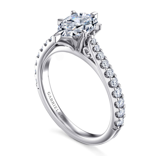 14K White Gold Pear Shape Diamond Engagement Ring