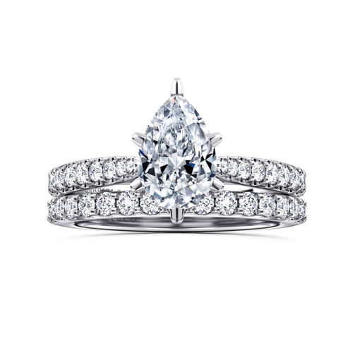 14K White Gold Pear Shape Diamond Engagement Ring