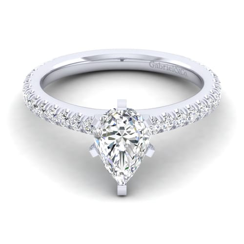 14K White Gold Pear Shape Diamond Engagement Ring