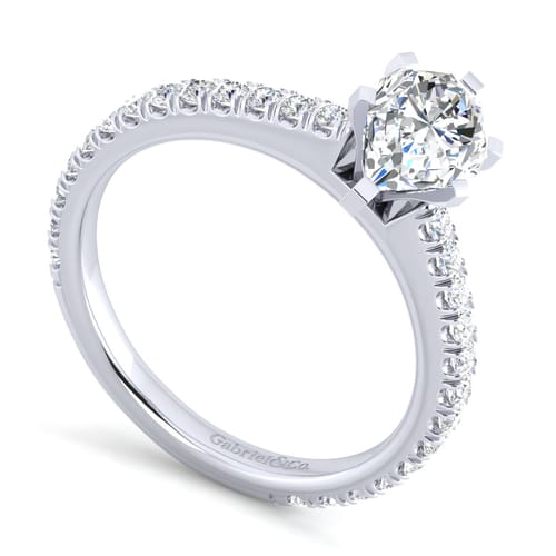 14K White Gold Pear Shape Diamond Engagement Ring