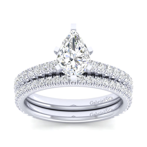 14K White Gold Pear Shape Diamond Engagement Ring