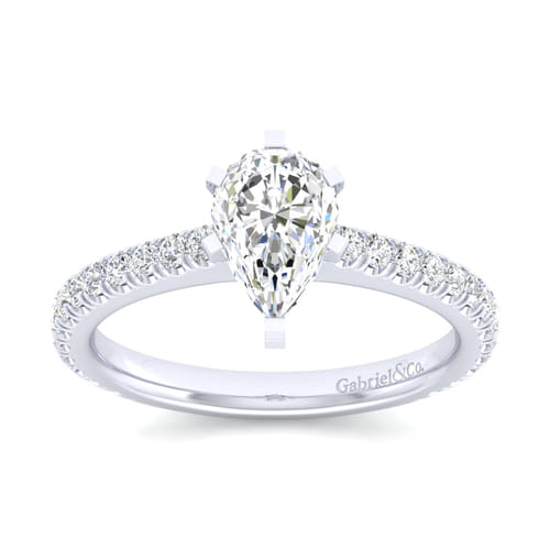 14K White Gold Pear Shape Diamond Engagement Ring