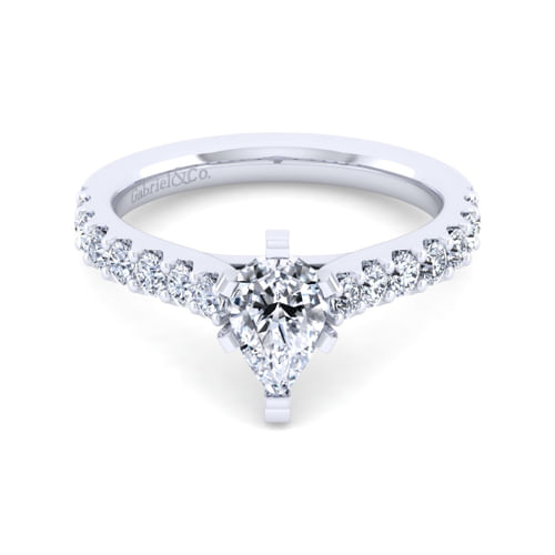 14K White Gold Pear Shape Diamond Engagement Ring