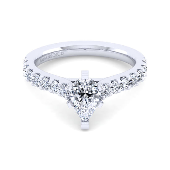 Gabriel - 14K White Gold Pear Shape Diamond Engagement Ring