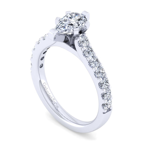 14K White Gold Pear Shape Diamond Engagement Ring