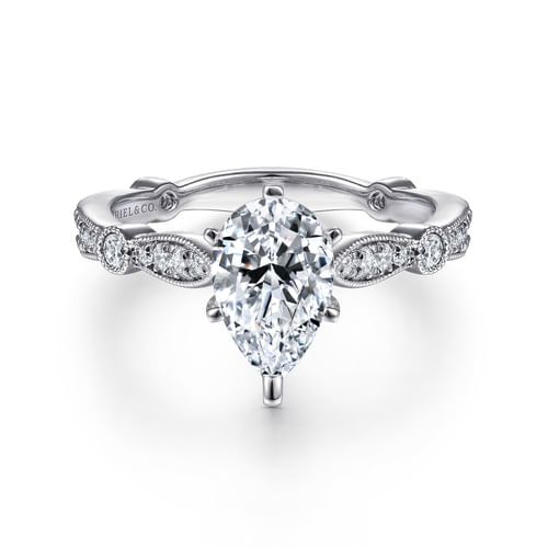 14K White Gold Pear Shape Diamond Engagement Ring