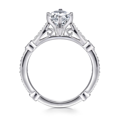 14K White Gold Pear Shape Diamond Engagement Ring